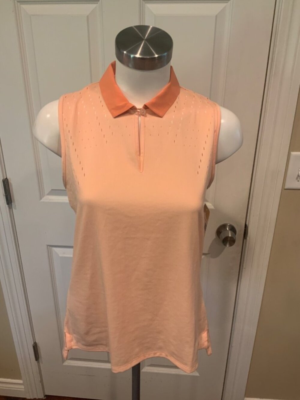 Nike Orange Dri-Fit Collared Polo Tank Top, Size Small